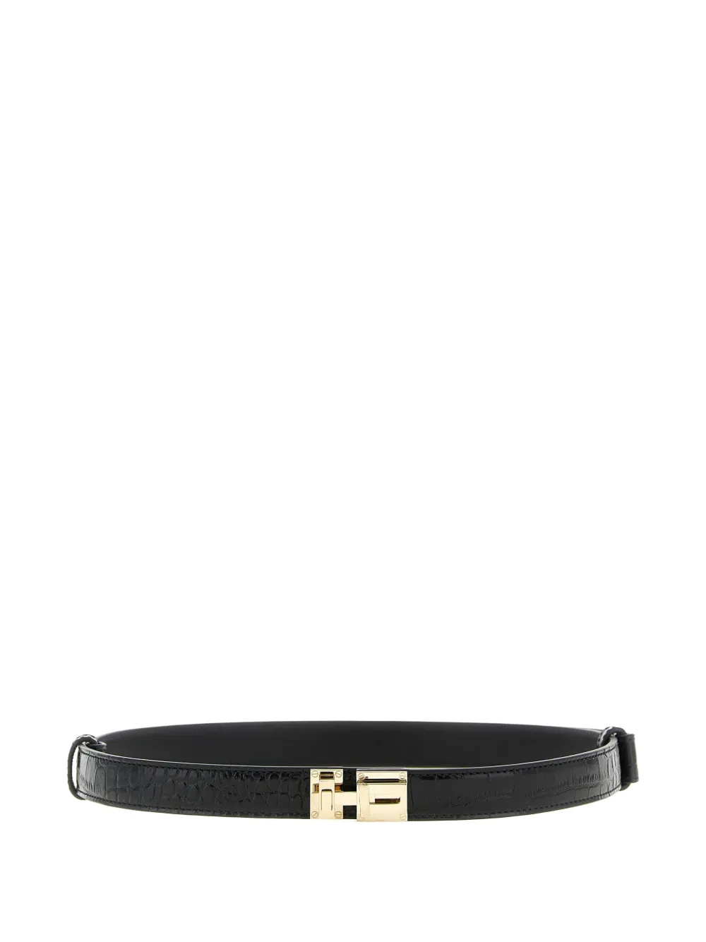 TOM FORD croc-print metal buckle belt - Schwarz