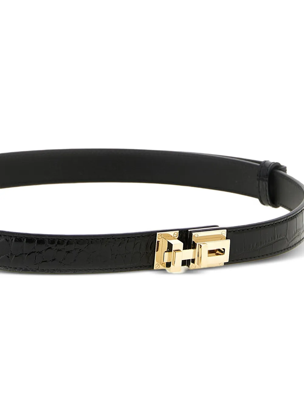 TOM FORD Metalen gespriem met krokodillenprint Zwart