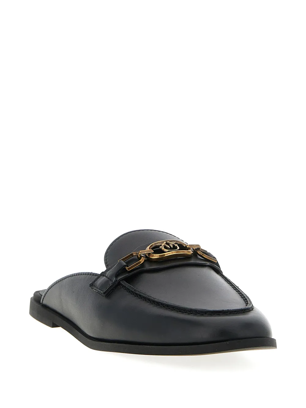 PINKO Naty 09 leren sabot met logo Zwart