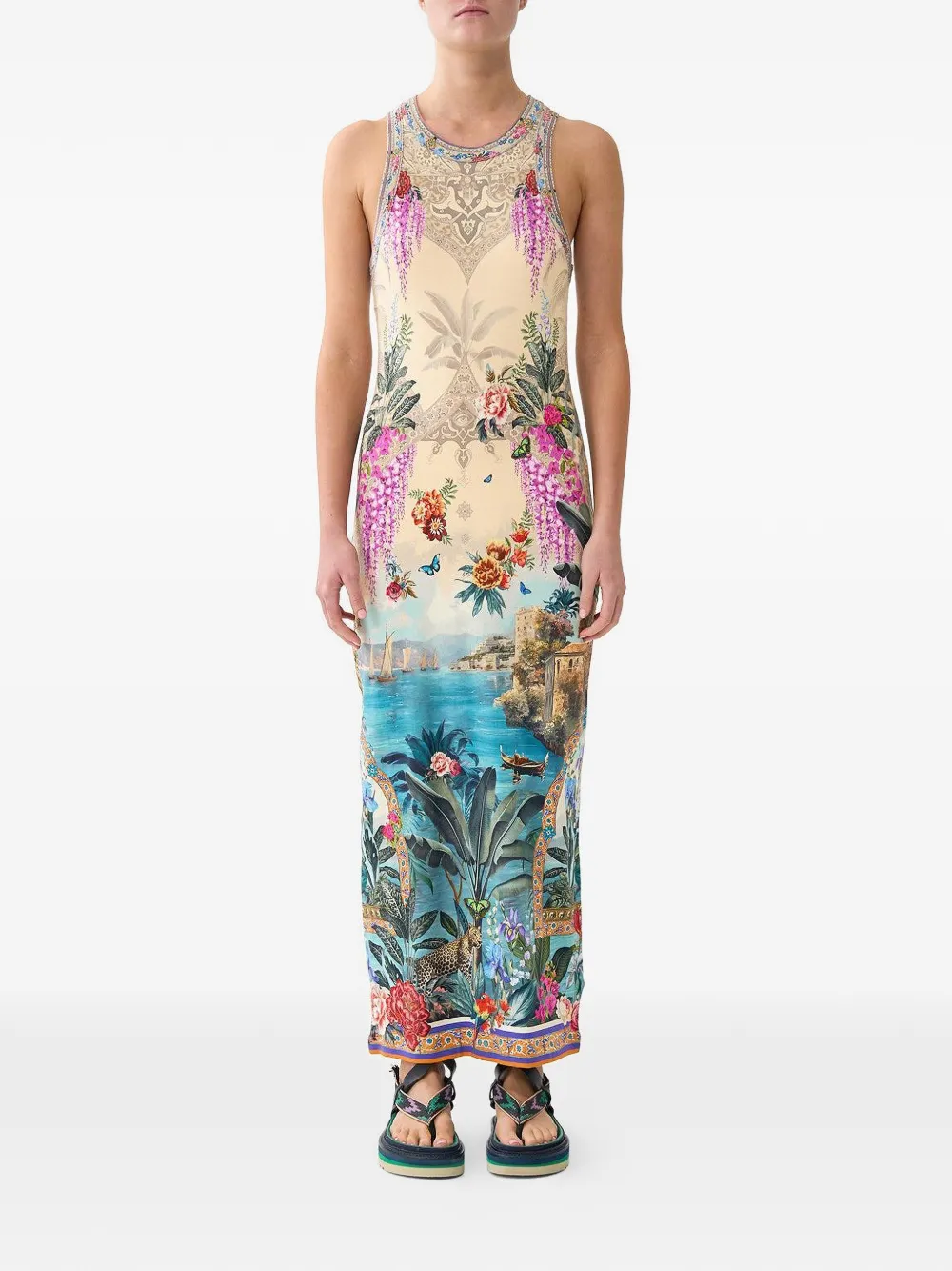 Camilla floral-print maxi dress - Beige