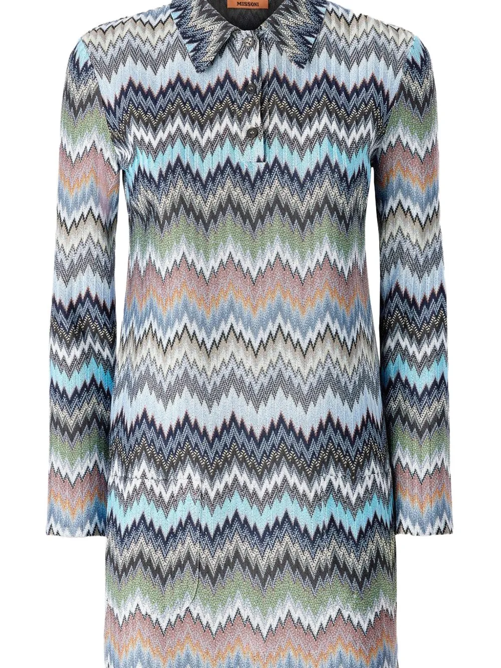 Missoni collared chevron-pattern mini dress - Blauw