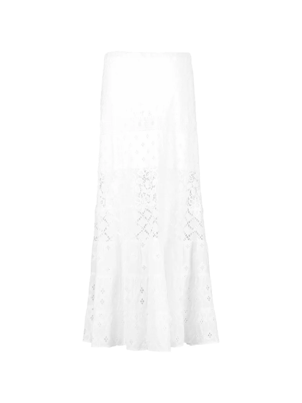 Temptation Positano lace-detail midi skirt - Wit