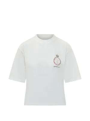 OFF-WHITE オフホワイト Graphic Tee OWAA049E19B07066 花柄 グラフィックプリント半袖Tシャツ カットソー ブラック レディース Off-White Floral Print Cropped T-Shirt - White | Editorialist