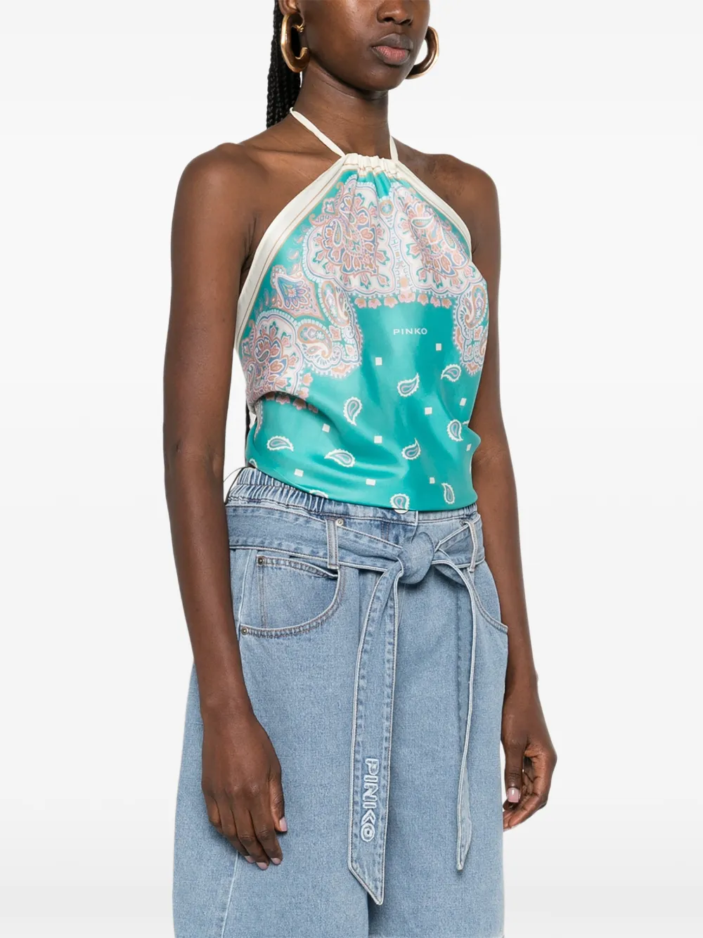 Pinko Paisley-pattern Top - Blue 