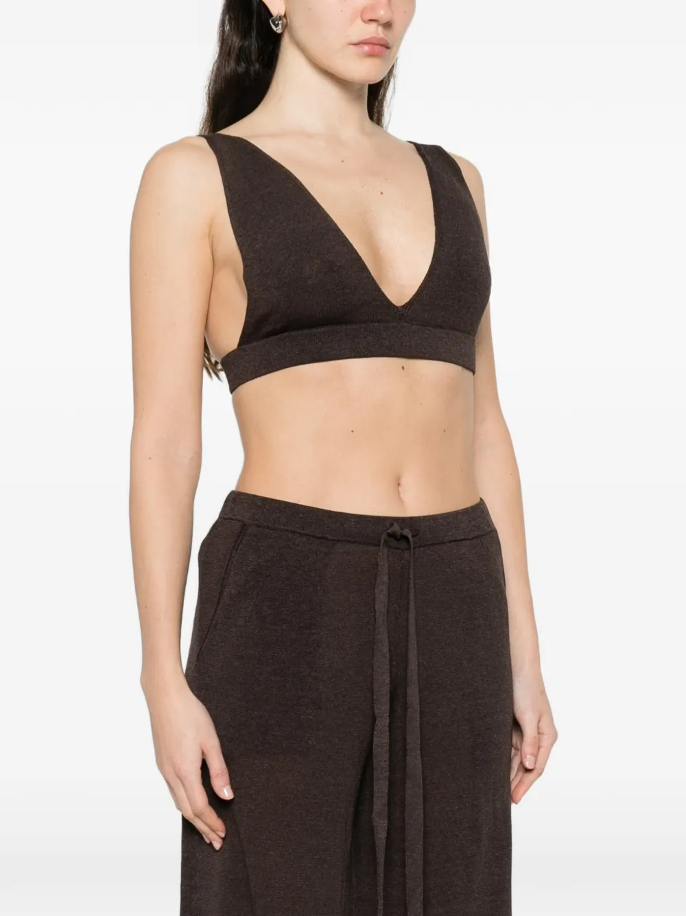  P.a.r.o.s.h. V-neck Top - Brown 