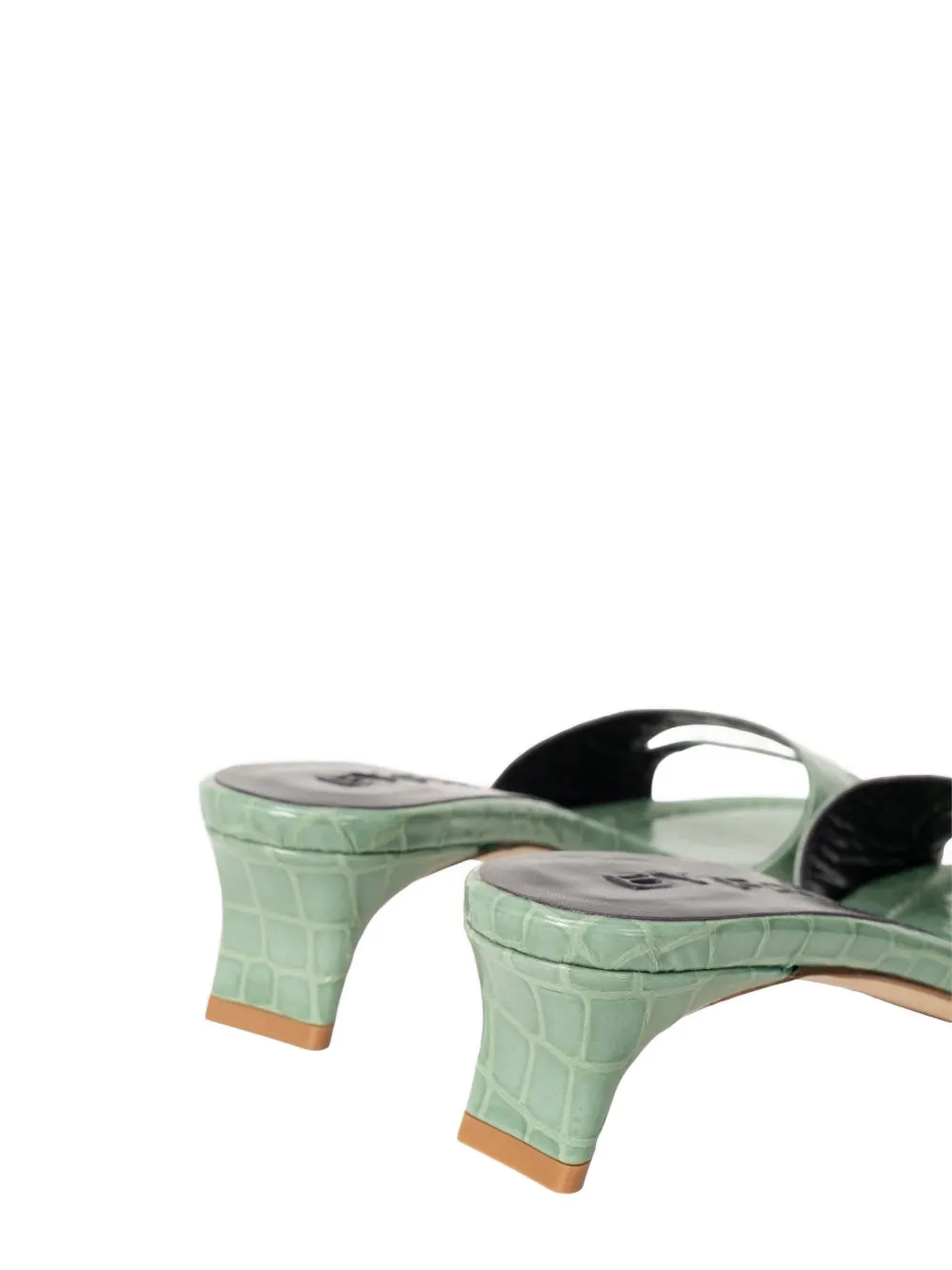 BY FAR Babygirl Fresh slip-on muiltjes met reliëf Groen