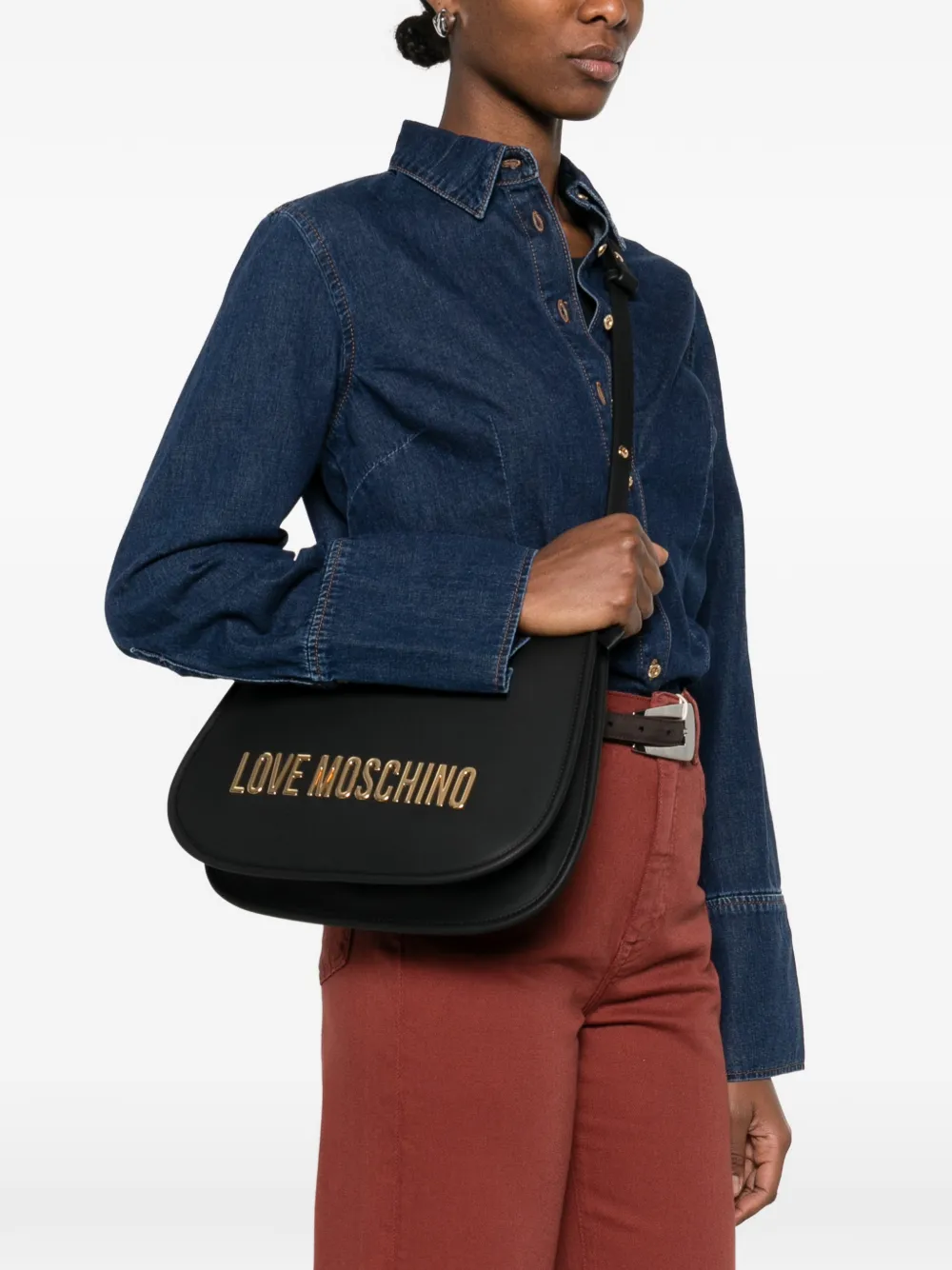 Love Moschino Schoudertas met logo Zwart
