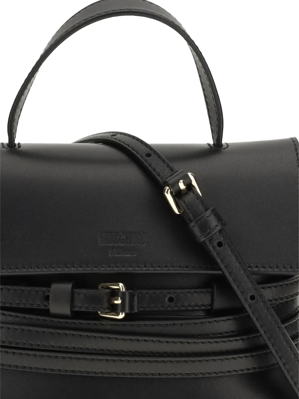 Moschino Leren shopper Zwart