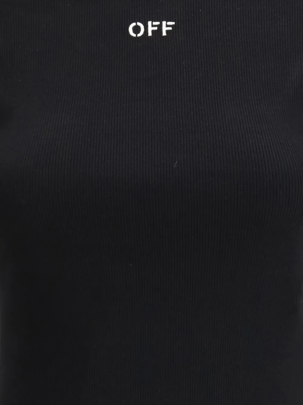 Off-White Geribbeld T-shirt Zwart