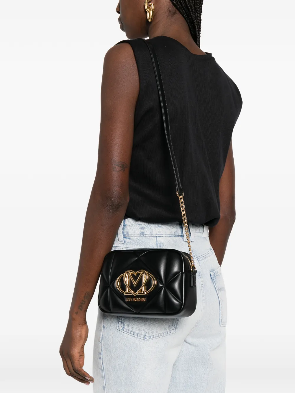 Love Moschino Schoudertas met logo Zwart