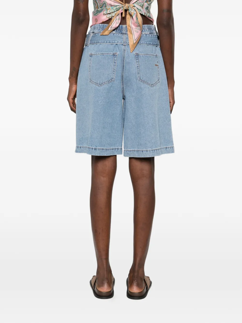 PINKO Denim shorts met elastische tailleband Blauw