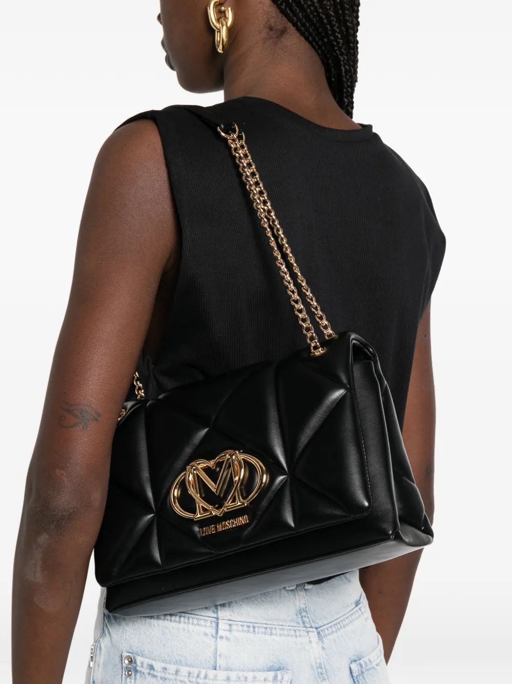 Love Moschino Schoudertas met logo Zwart