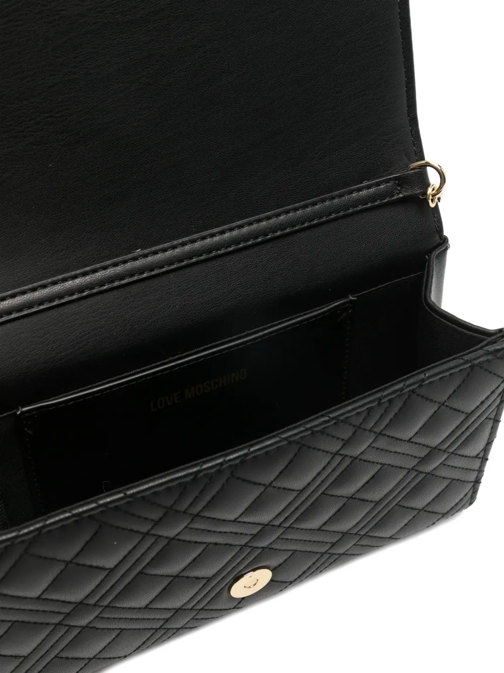 Love Moschino Gewatteerde crossbodytas met logoplakkaat Zwart
