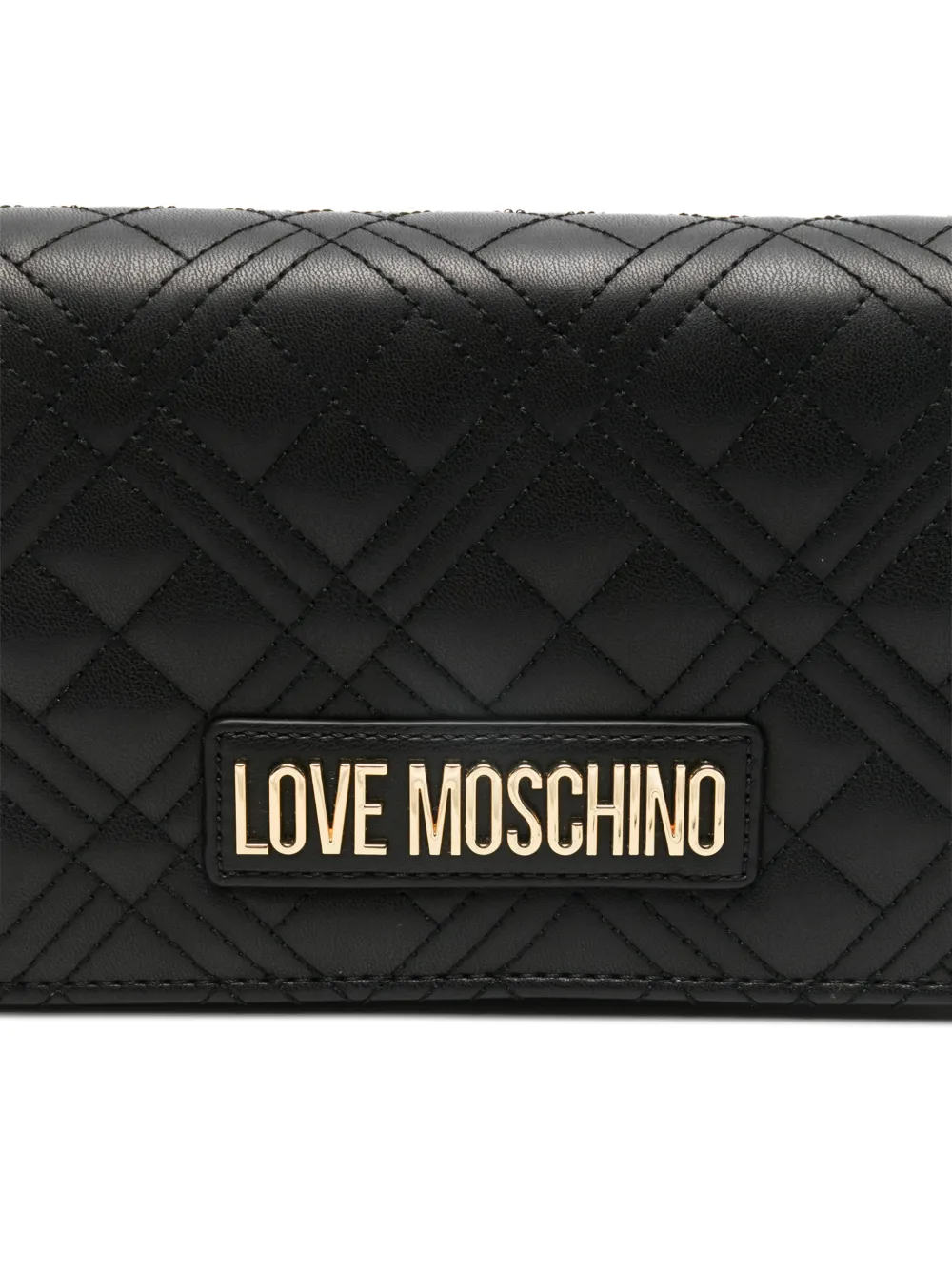 Love Moschino Gewatteerde crossbodytas met logoplakkaat Zwart