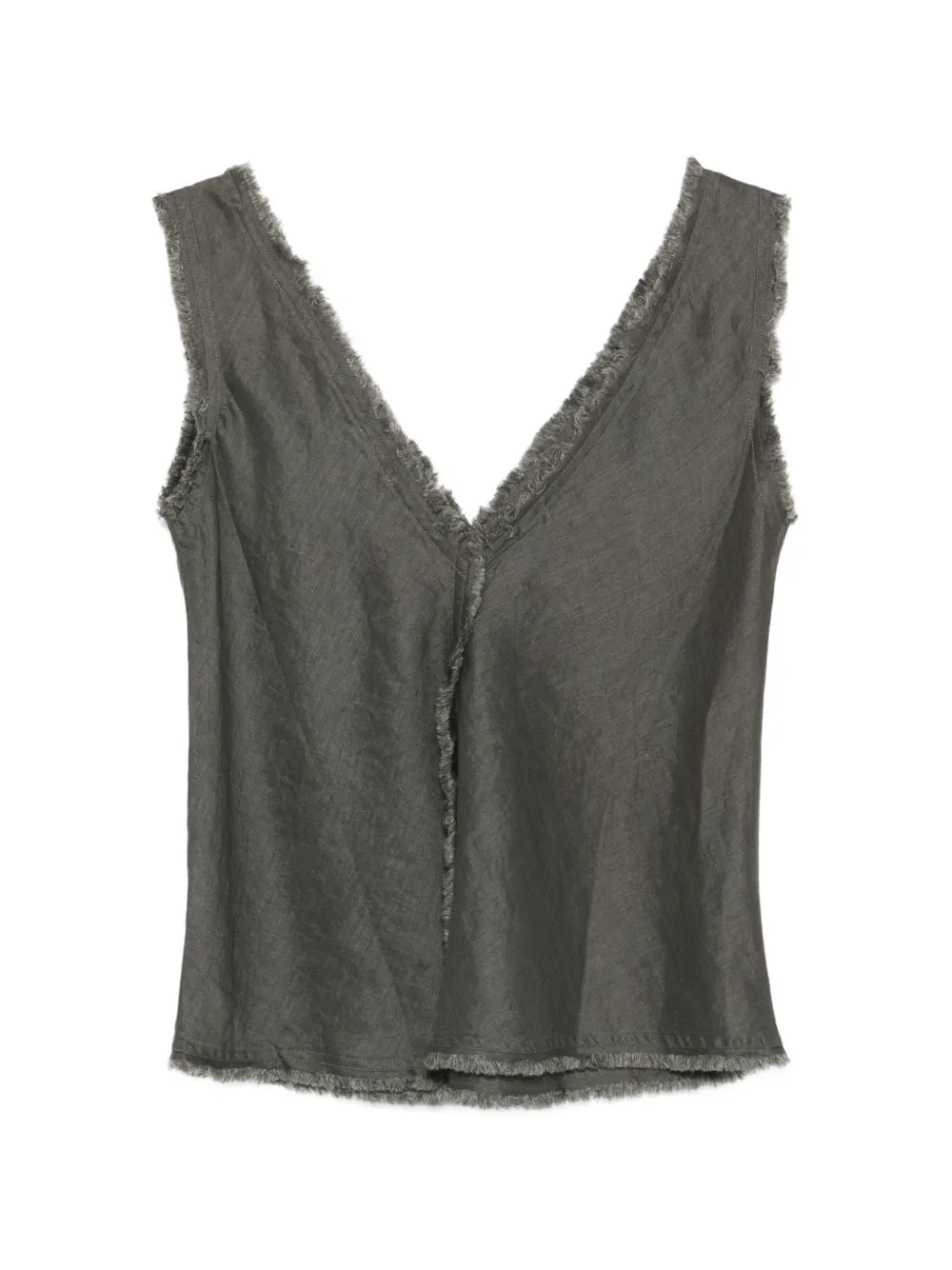  P.a.r.o.s.h. Frayed V-neck Blouse - Grey 