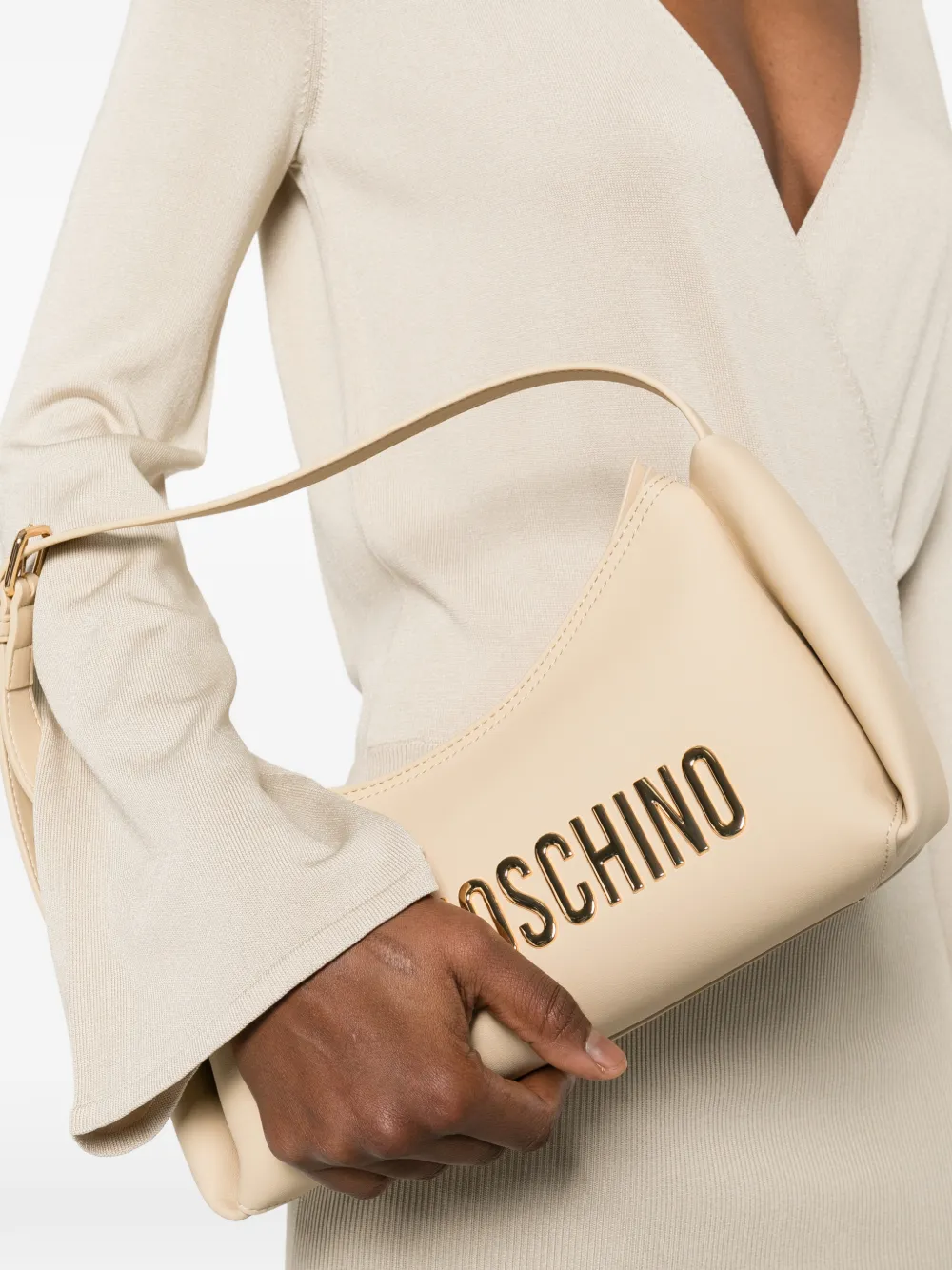 Love Moschino Schoudertas met reliëf Beige