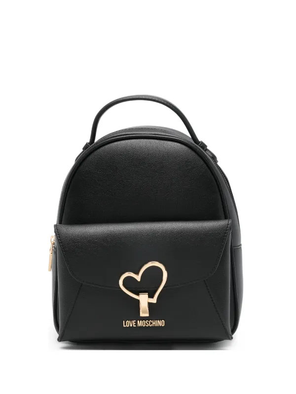 もこ Love Moschino Mochila Com Detalhe De Coração | Preto | FARFETCH BR