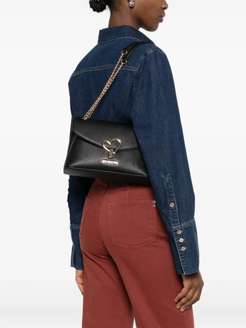 Love Moschino Schoudertas met hartketting Zwart
