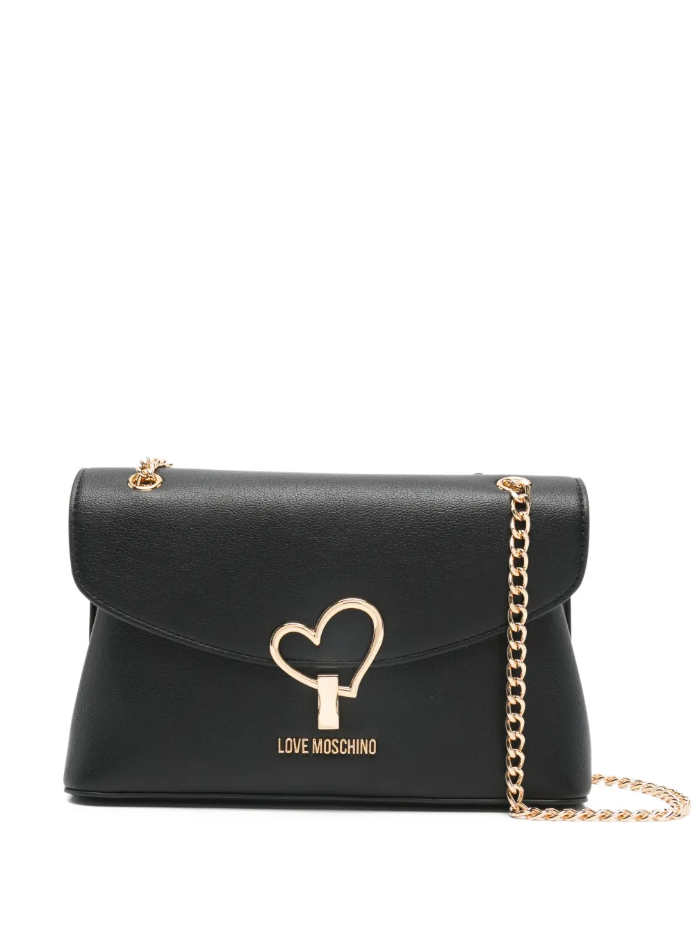 Love Moschino heart charm chain shoulder bag - Nero