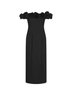 rotate off shoulder dress Rotate By Birger Christensen Floral Appliqué Off-shoulder Maxi Dress