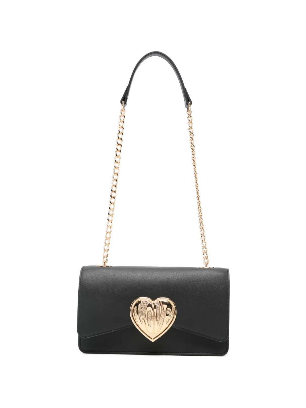 Love Moschino heart-plaque chain shoulder bag - Nero