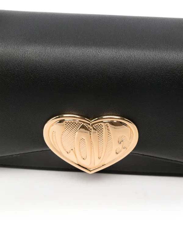 Love Moschino Bolsa Com Placa De Coração e Corrente | Preto