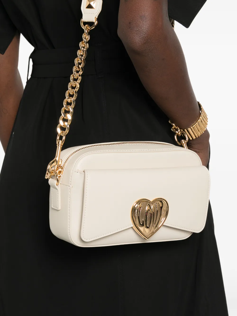 Love Moschino Schoudertas verfraaid met hart Beige