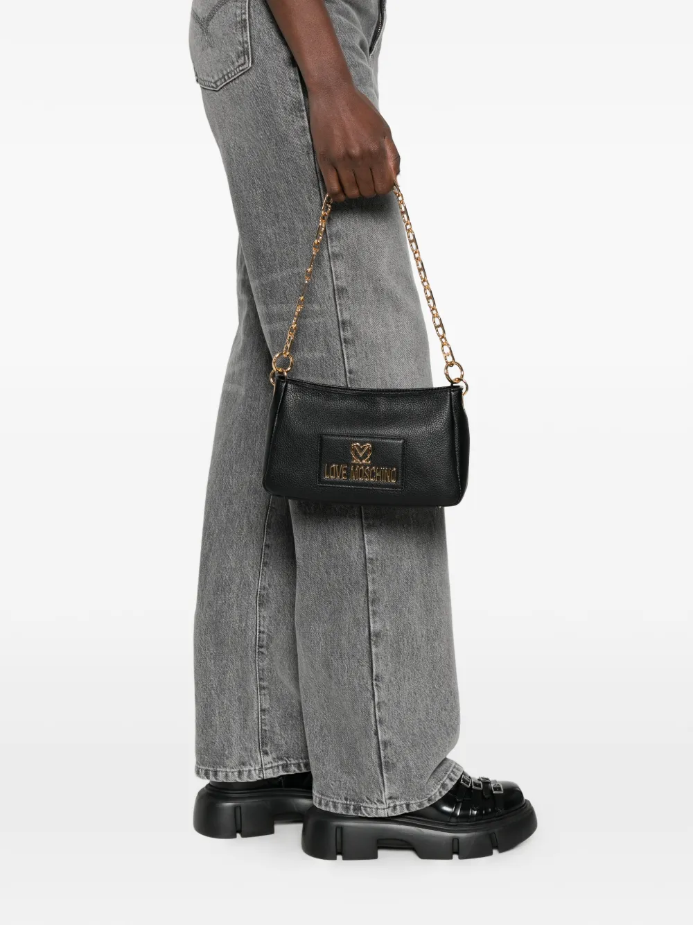 Love Moschino Schoudertas met logo Zwart