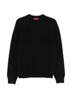 GUCCI セーター Reversible GG fine wool jacquard top in light pink and grey