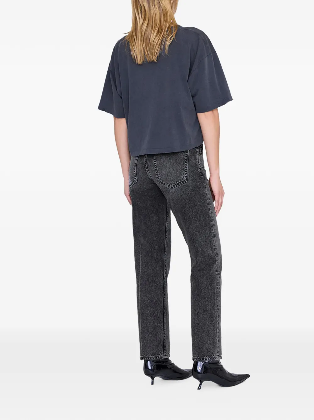  Anine Bing Cropped Graphic T-shirt - Grey 
