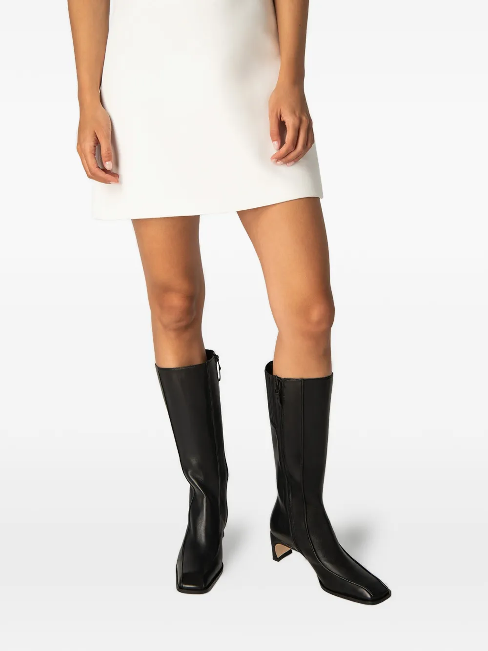 Nieves Square-Toe Leather Boots