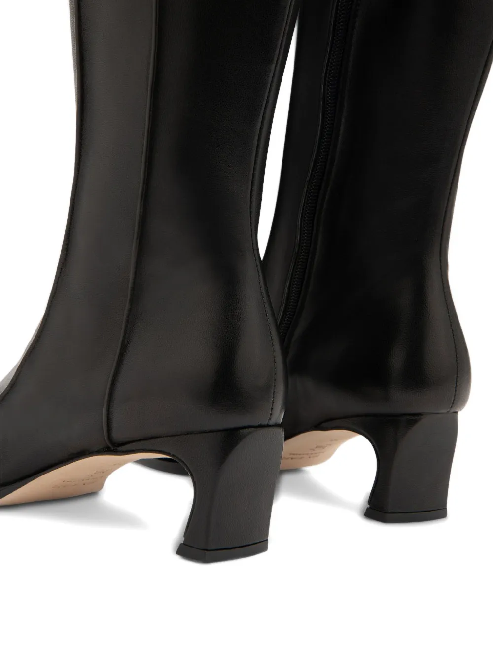 BY FAR Nieves leren laarzen met vierkante neus Zwart