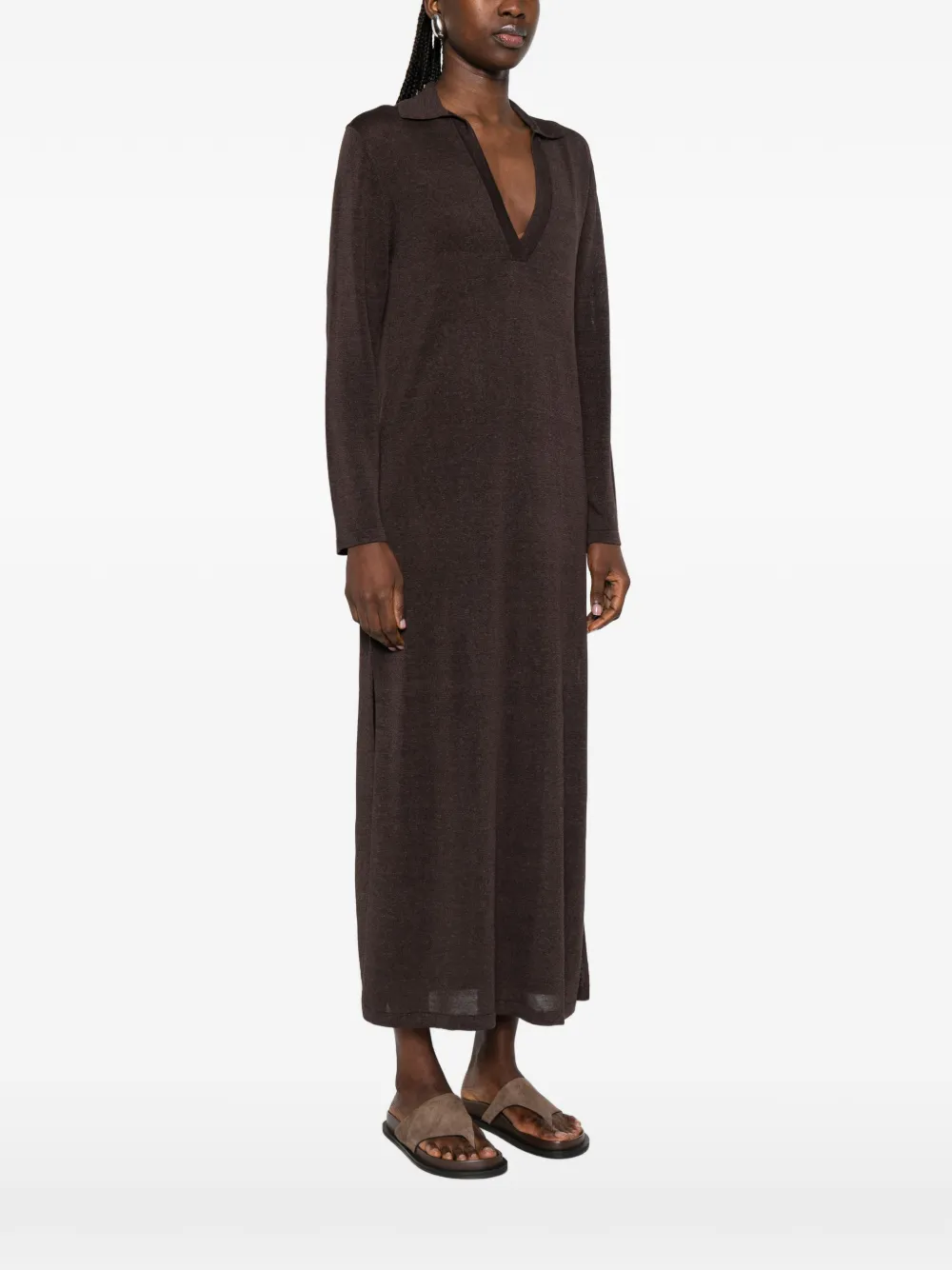  P.a.r.o.s.h. V-neck Maxi Dress - Brown 