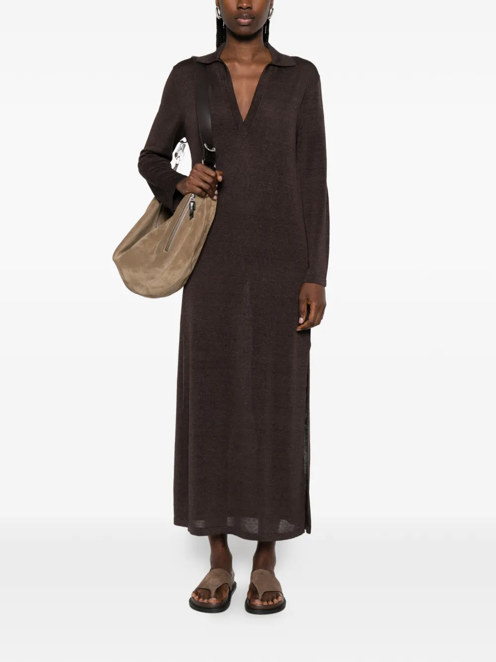  P.a.r.o.s.h. V-neck Maxi Dress - Brown 