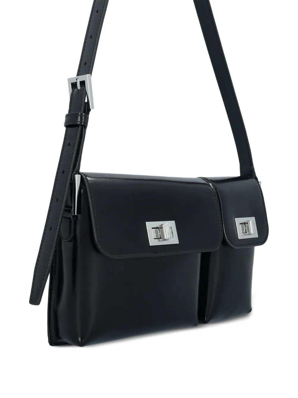 BY FAR Zilverkleurige hardware crossbodytas - Zwart