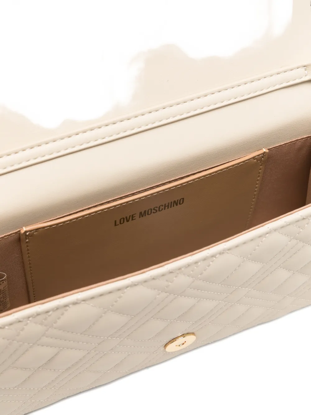 Love Moschino Gewatteerde clutch met ketting Beige