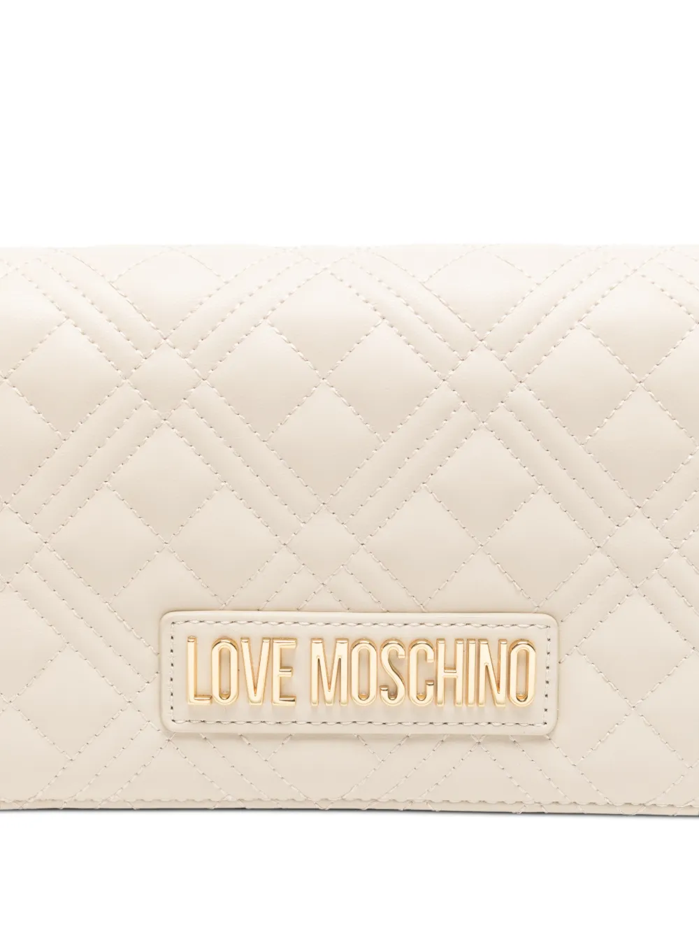 Love Moschino Gewatteerde clutch met ketting Beige