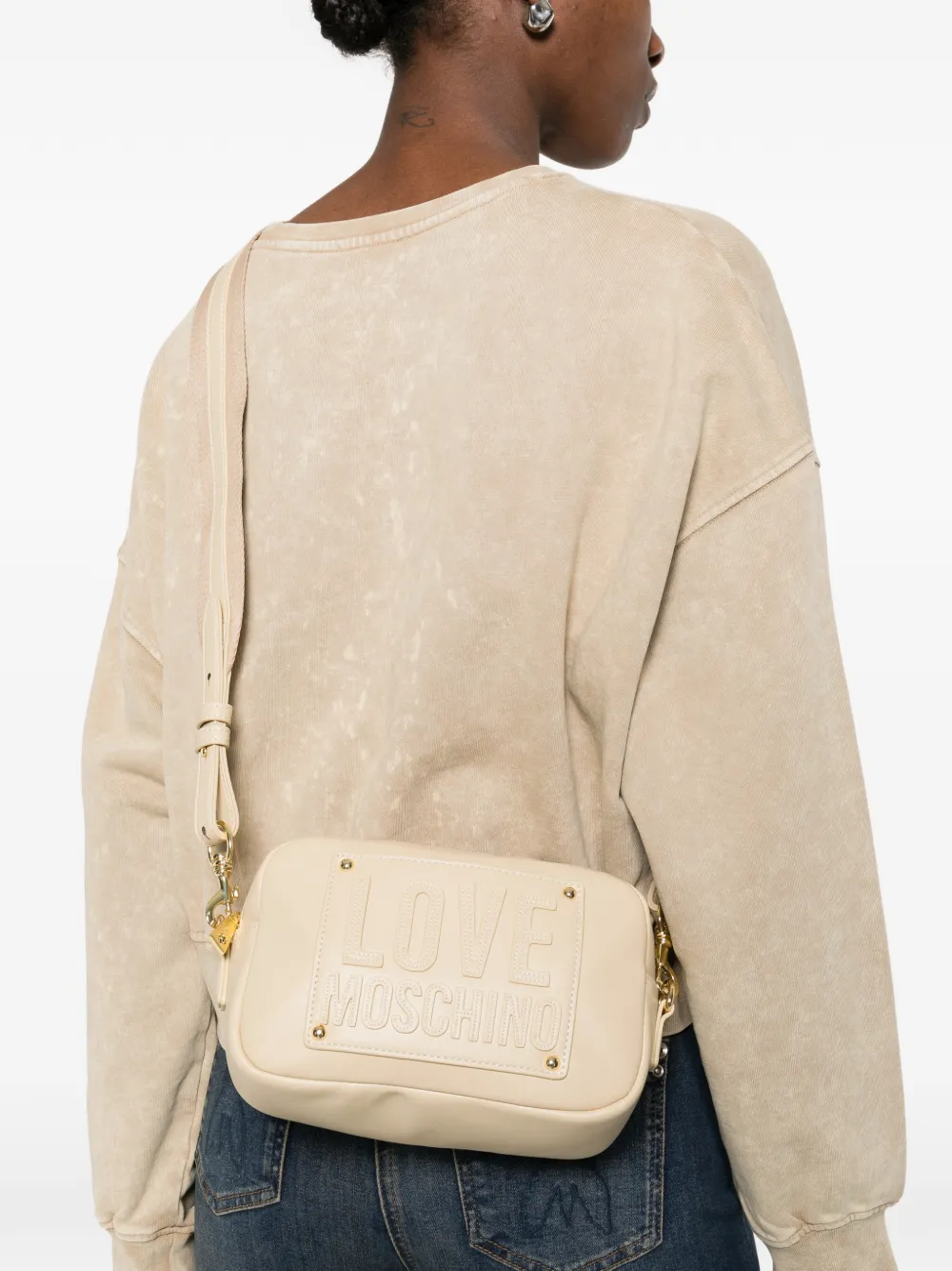 Love Moschino Crossbodytas met logo-reliëf Beige