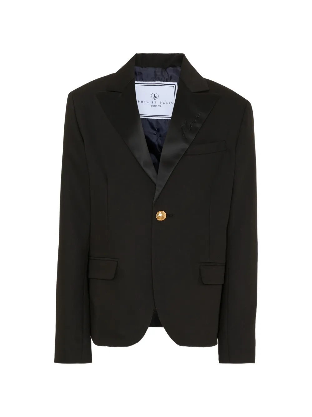 Philipp Plein Junior satin-lapels blazer - Schwarz
