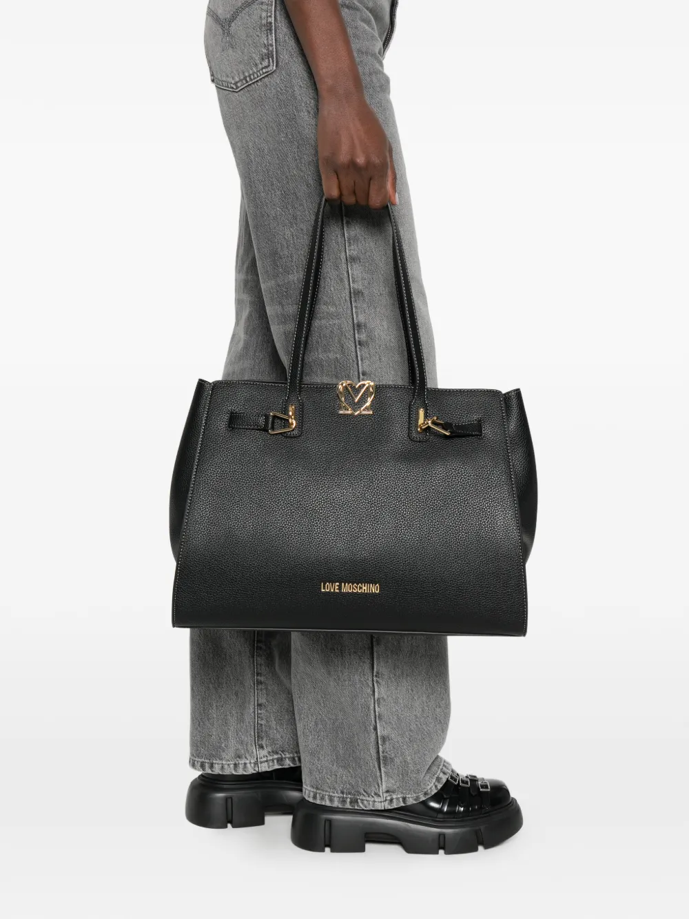 Love Moschino Shopper met logo Zwart