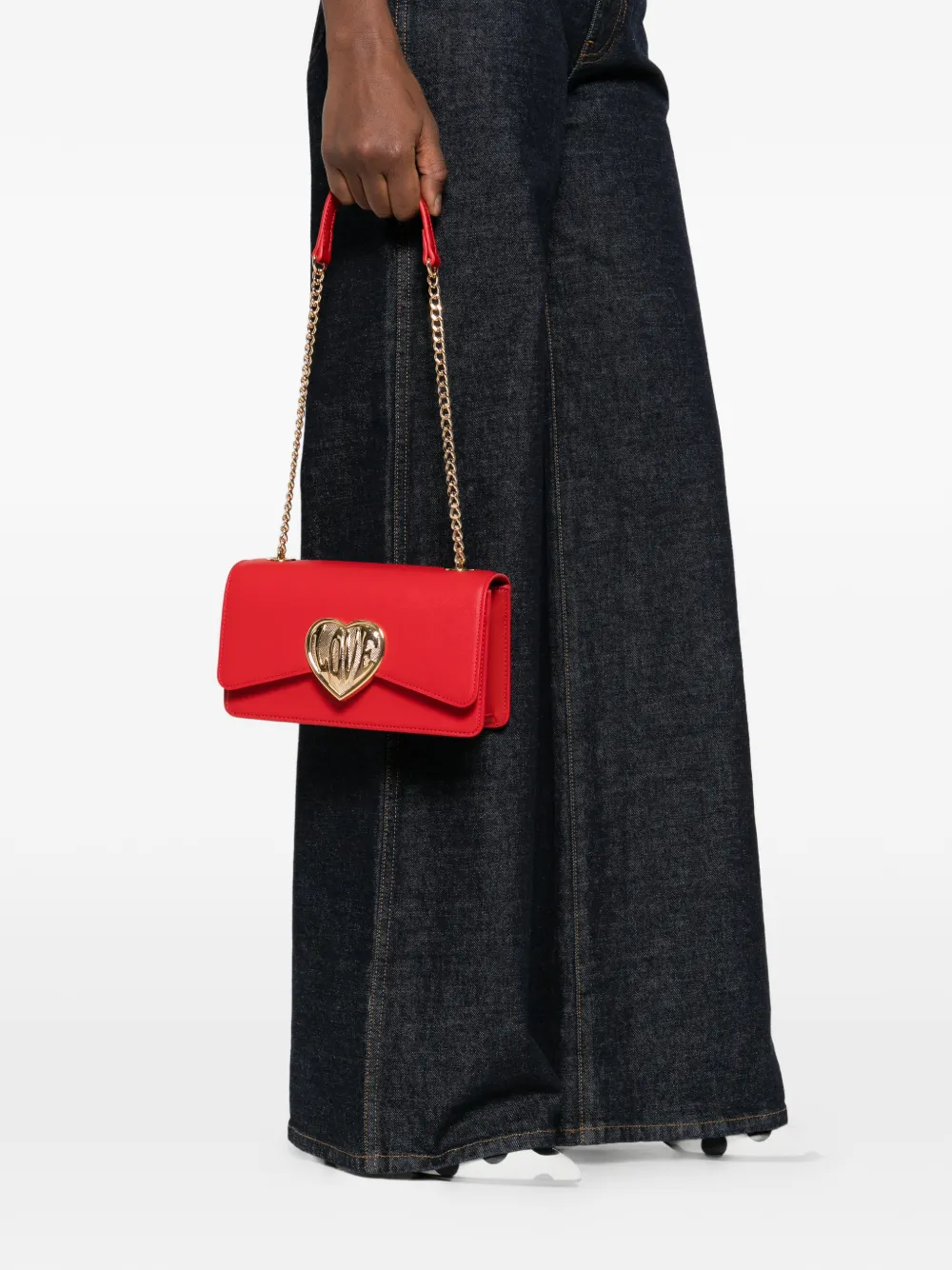 Love Moschino Schoudertas met hartketting Rood
