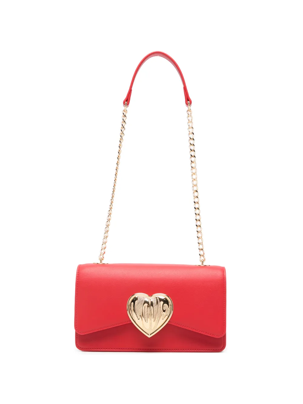 Love Moschino Borsa a spalla con dettaglio cuore e catena - Rosso