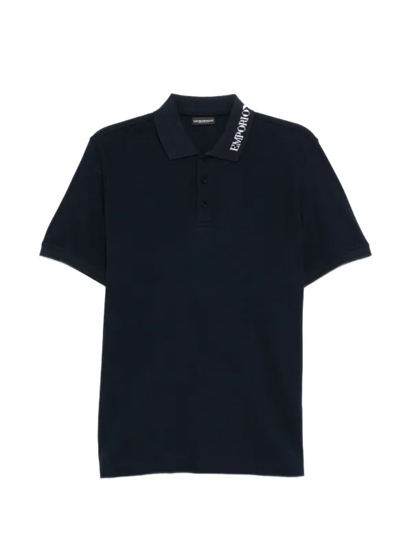 Emporio Armani Logo-collar Polo Shirt in Blue