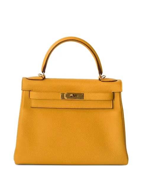 Hermès Pre-Owned Kelly 28 Retourne Togo Jaune Ambre leather tote bag