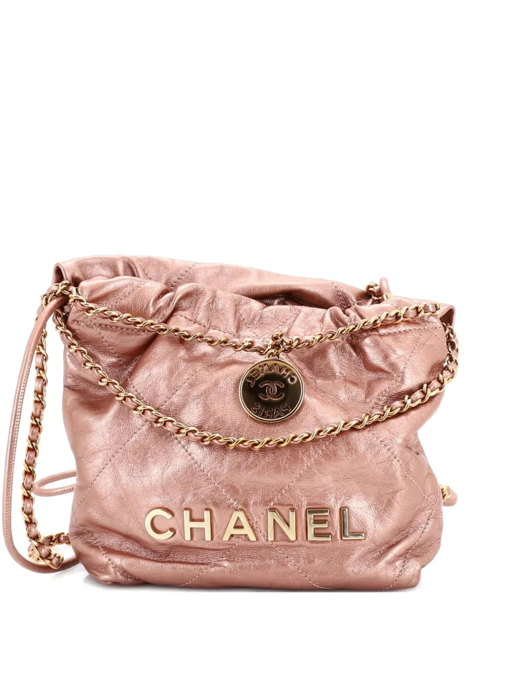 CHANEL Pre-Owned 22 Chain Hobo Quilted Calfskin Mini crossbody bag - Effetto metallizzato