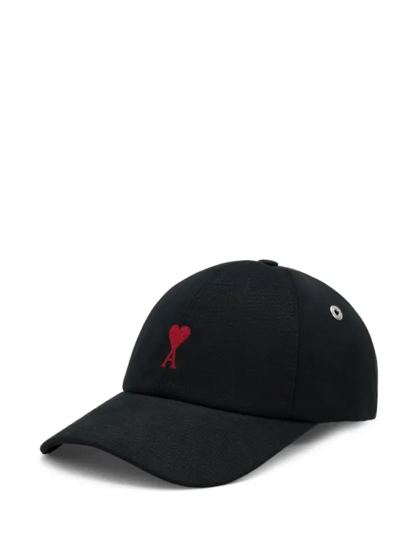 AMI Paris Ami De Coeur Embroidered Hat | Black | FARFETCH GE