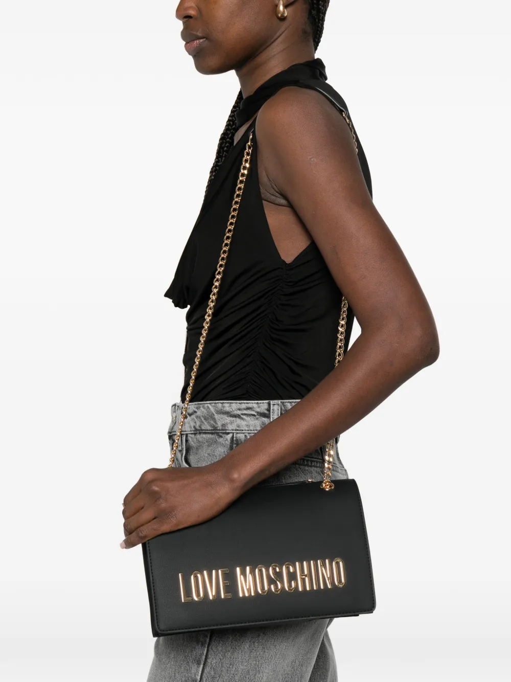 Love Moschino Schoudertas met logo Zwart