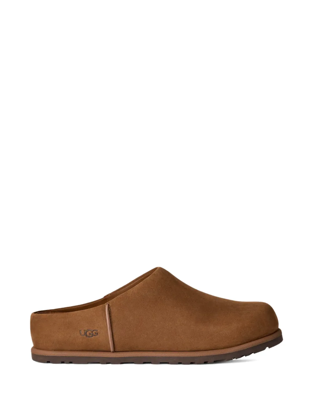 Ugg Logo-detail Leather Flat Mules In Brown
