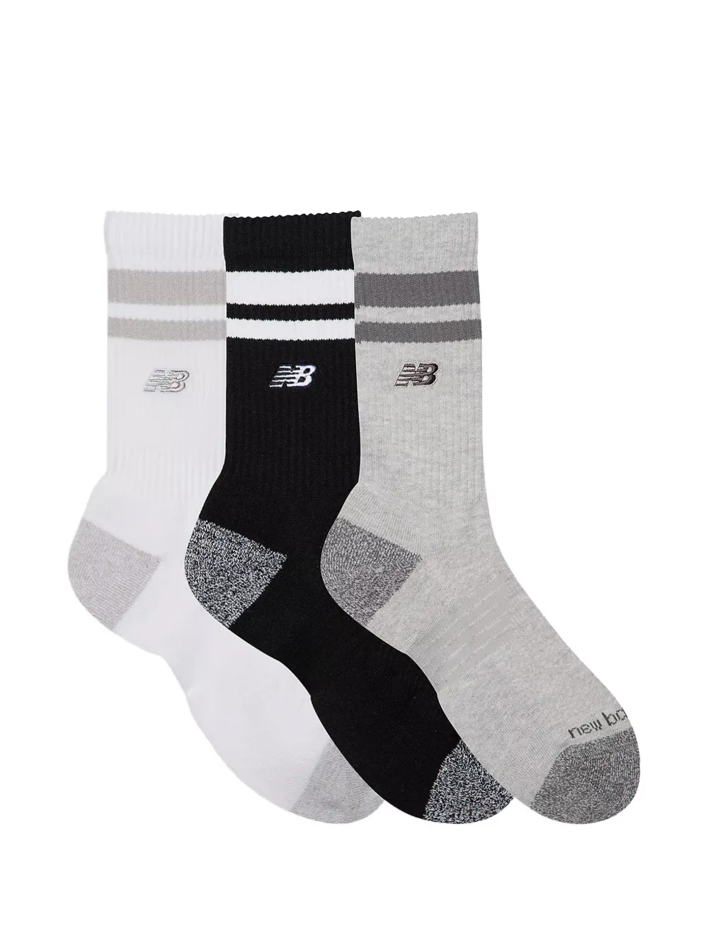 New Balance Active Premium Stripe Crew logo-embroidered socks (set of three) - Nero