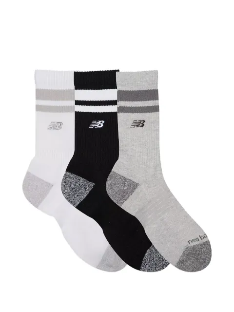 New Balance Active Premium Stripe Crew logo-embroidered socks (set of three)